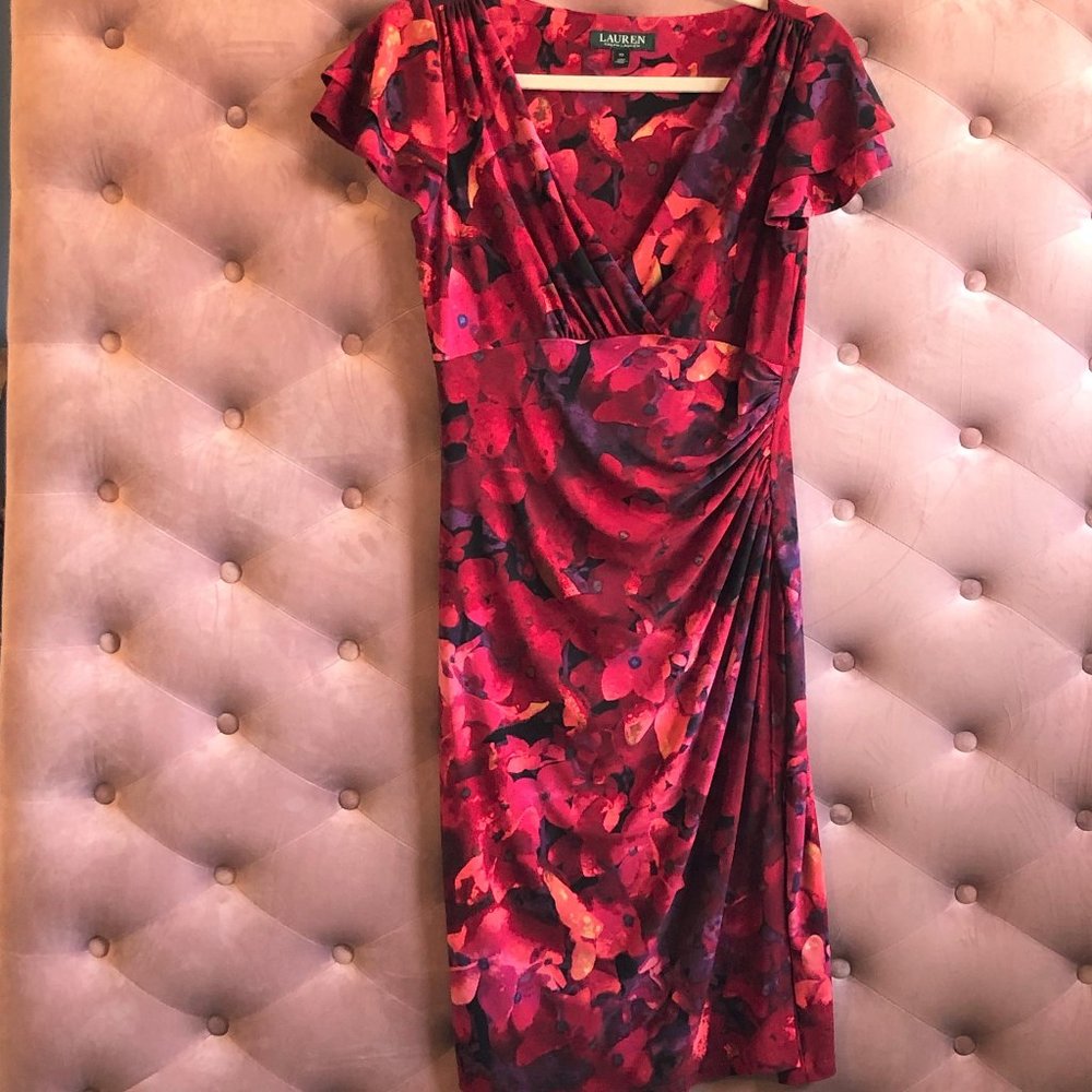 Ralph Lauren Red and Pink Floral Dress